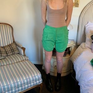 Ligne green silk shorts